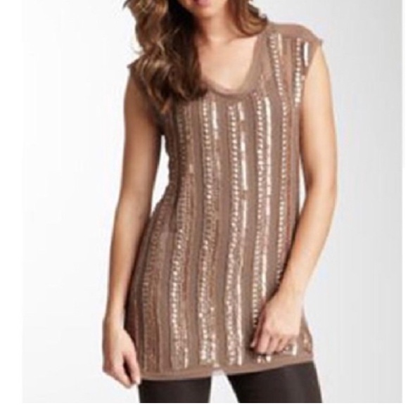 W118 BY WALTER BAKER BEADED ALLIE TOP BEIGE SIZE MEDIUM - Picture 3 of 8